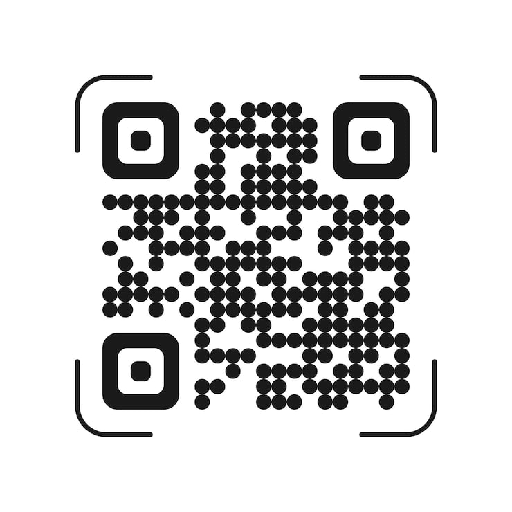 Stylized dotted QR code on white background